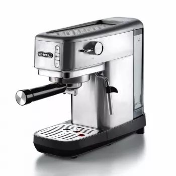 Ariete 1380 Metal kávovar, vhodný na mletú kávu a ESE pody, 1300 W, objem nádrže 1,1 l, tlak 15 bar, filter na ½ šálky, Cappuccinatore, strieborná