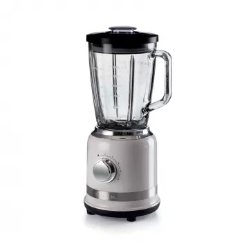Ariete Modern biely mixér so sklenenou nádobou, stolový mixér, 1,5 l, pulzná funkcia, drvenie ľadu, 1000 W, biela