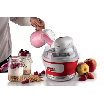 Ariete 643 stroj na zmrzlinu Party Time, stroj na zmrzlinu, 12 W, kapacita 1,5 l, vyberateľná nádoba s dvojitou izoláciou, čas prípravy 30 minút, veko na pridávanie surovín, červená
