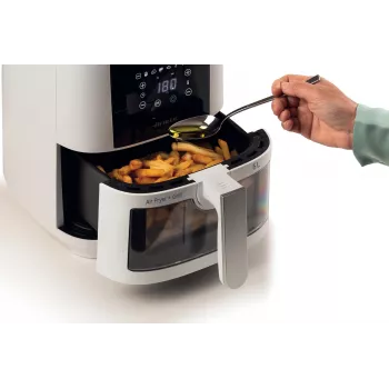 Ariete 4626 Airy Fryer 6L, teplovzdušná fritéza, 1300 W, objem 6 l, kapacita na 2,5 kg, 8 prednastavených programov, teplota do 200 °C, priehľadný košík na kontrolu varenia, čierna
