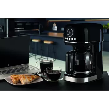 Ariete 1396 Moderna filtrový kávovar, American Coffee, kapacita 15 šálok, ohrievacia platňa, LCD displej, vyberateľné a umývateľné filtre, čierna