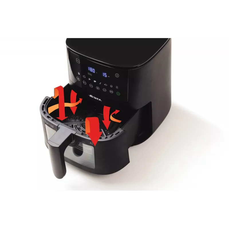 Ariete 4633, teplovzdušná fritéza 4L, 1400W, objem 4L, 9 programov, funkcia Shake a Grill, teplota do 200°C, čierna