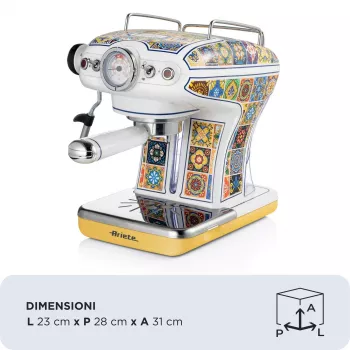Ariete 1389 Positano kávovar, 850 W, objem nádrže 0,9 l, filter na 1 alebo 2 šálky, odkvapkávacia miska, mliečny šľahač