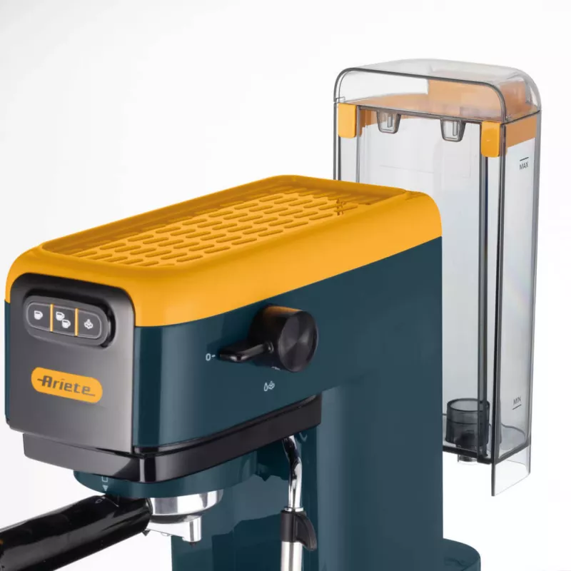 Ariete 1399 espresso kávovar, na prášok a ESE pody, 1300 W, objem 1,1 l, tlak 15 bar, filter na 1, 2 šálky a ESE pody, cappuccino, žltá