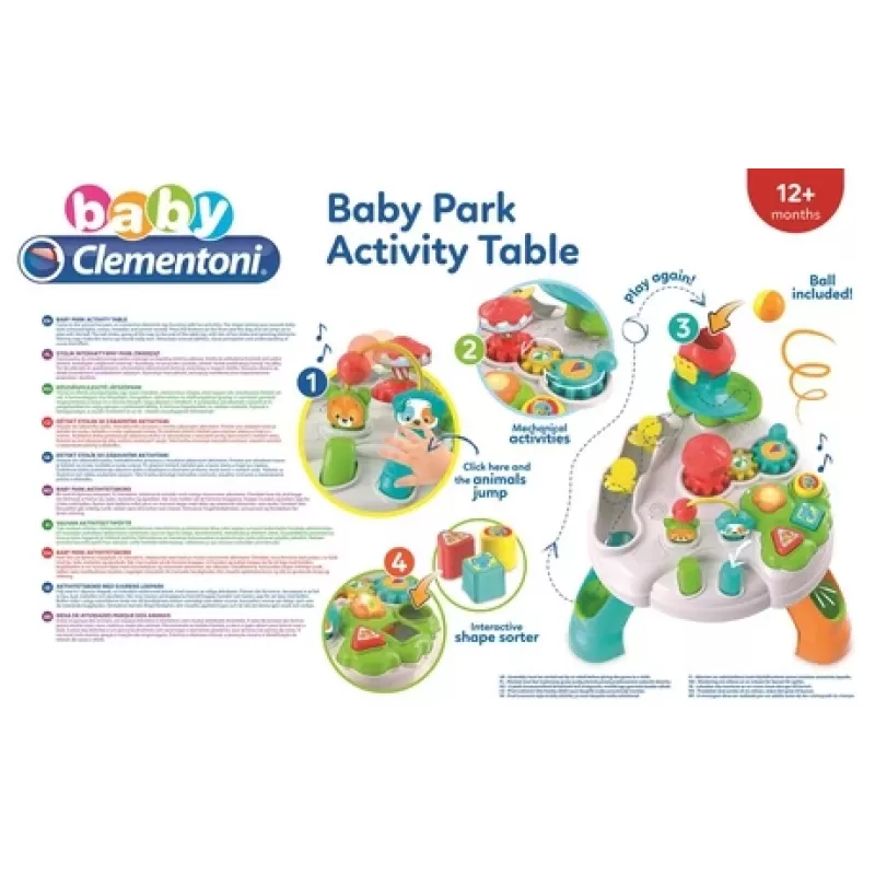 Clementoni Baby Park aktivitný stolík, 1 rok, so zvukom, viacfarebný