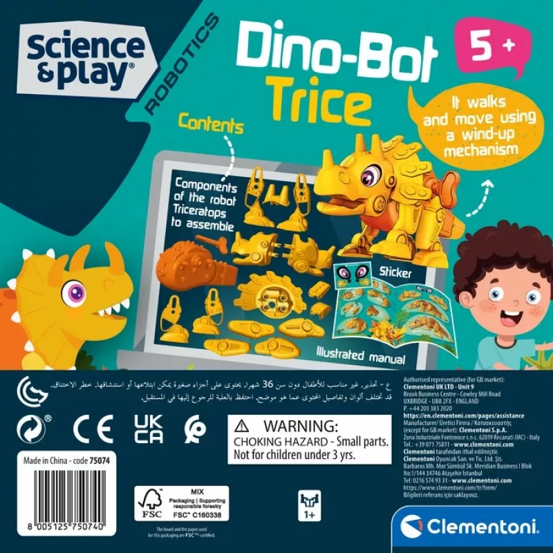 Clementoni Dino Bot Triceratops Junior, robot-dinosaurus, 5 rokov