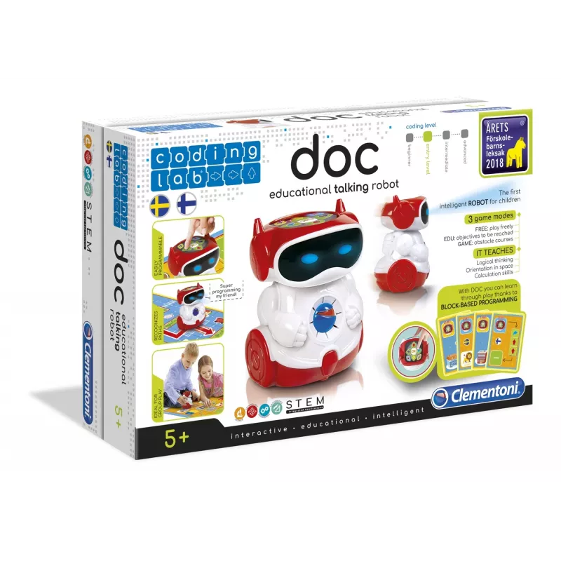 Clementoni DOC - Vzdelávací hovoriaci robot, programovateľný robot, 5 rokov, červená, biela