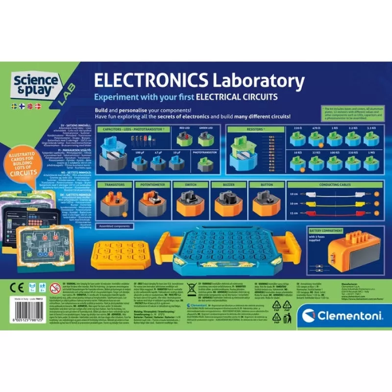 Clementoni Science & Play Elektronické laboratórium, experimentálna súprava, elektrina, 8 rokov, rôzne farby