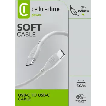 Cellularline Soft kábel 120 cm - USB-C na USB-C soft-touch kábel