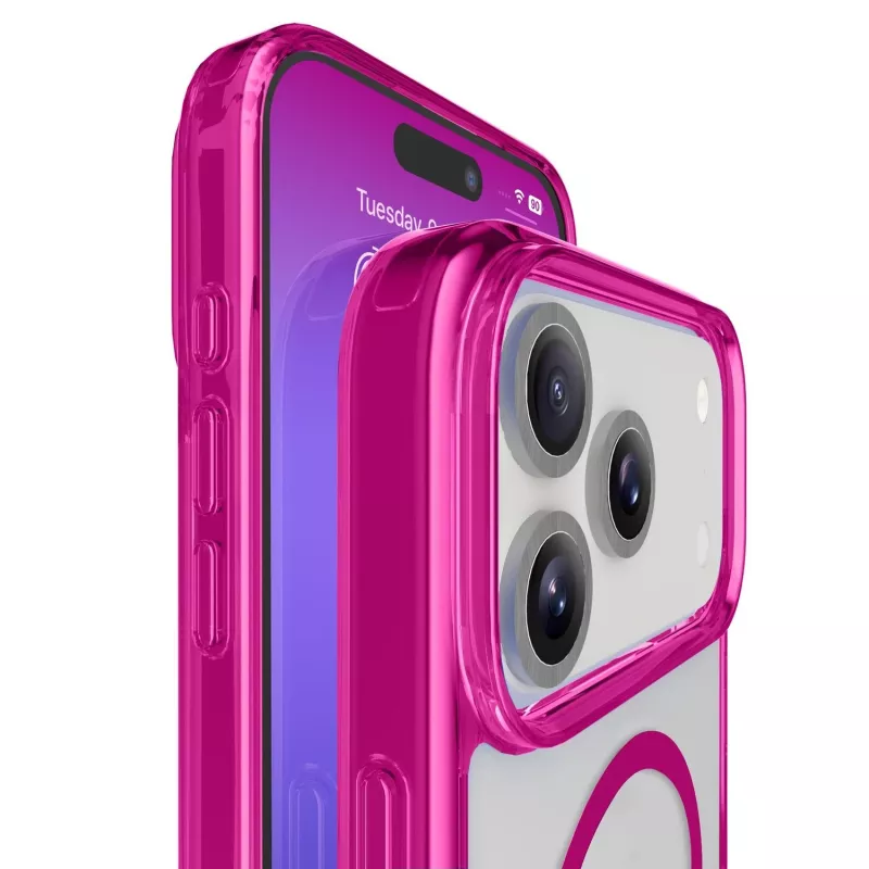Cellularline Iconic Mag - iPhone 17 Pro transparentné puzdro s farebnými okrajmi, kompatibilné s ekosystémom MagSafe