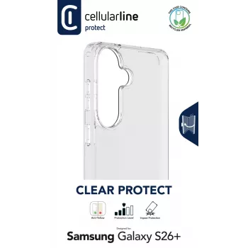 Cellularline Clear Protect - Galaxy S26+ tvrdé puzdro s gumenými okrajmi