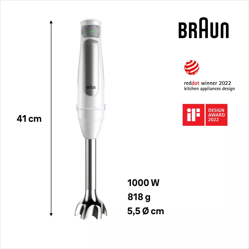 Braun MultiQuick 7 MQ7035IWH 0,6 L tyčový mixér 1000 W nehrdzavejúca oceľ, biela
