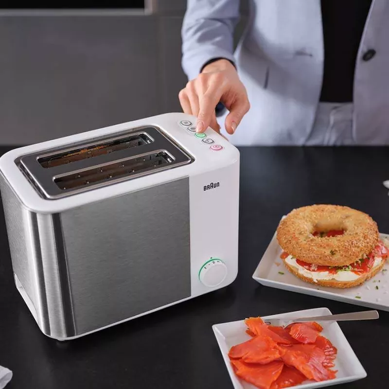 Braun GRILLE-PAIN HT5015WH 13 2 plátky 1000 W sivá, biela
