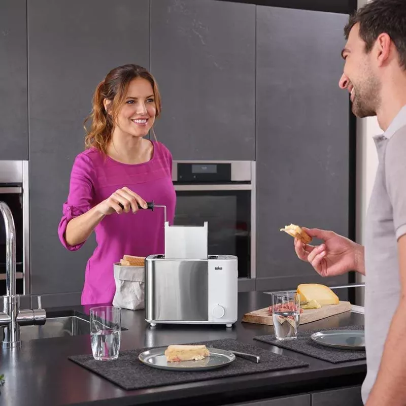 Braun GRILLE-PAIN HT5015WH 13 2 plátky 1000 W sivá, biela