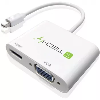Techly Mini DisplayPort na HDMI/VGA adaptér, 0,15 m, Mini DisplayPort, HDMI + VGA (D-Sub), konektor samec, konektor samica, 1920 x 1200 pixelov
