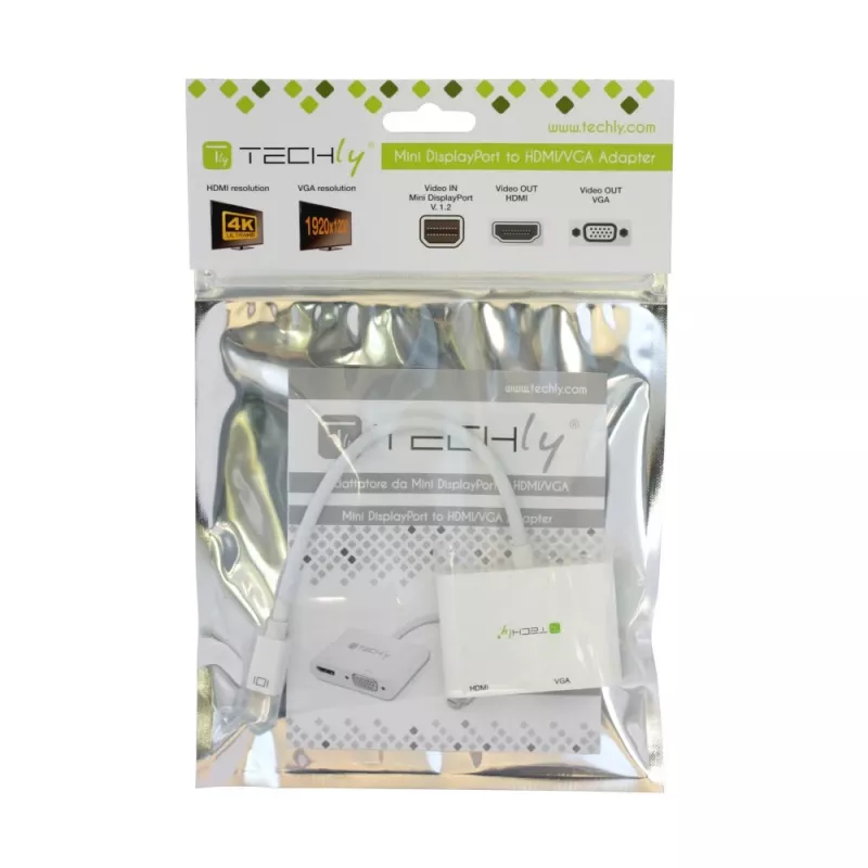 Techly Mini DisplayPort na HDMI/VGA adaptér, 0,15 m, Mini DisplayPort, HDMI + VGA (D-Sub), konektor samec, konektor samica, 1920 x 1200 pixelov