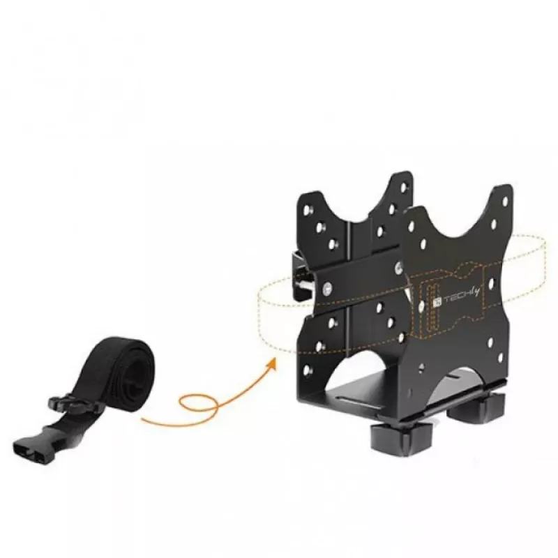 Techly nastaviteľný držiak CPU pod stôl, 5 kg, 75 x 75 mm, 100 x 100 mm, čierny