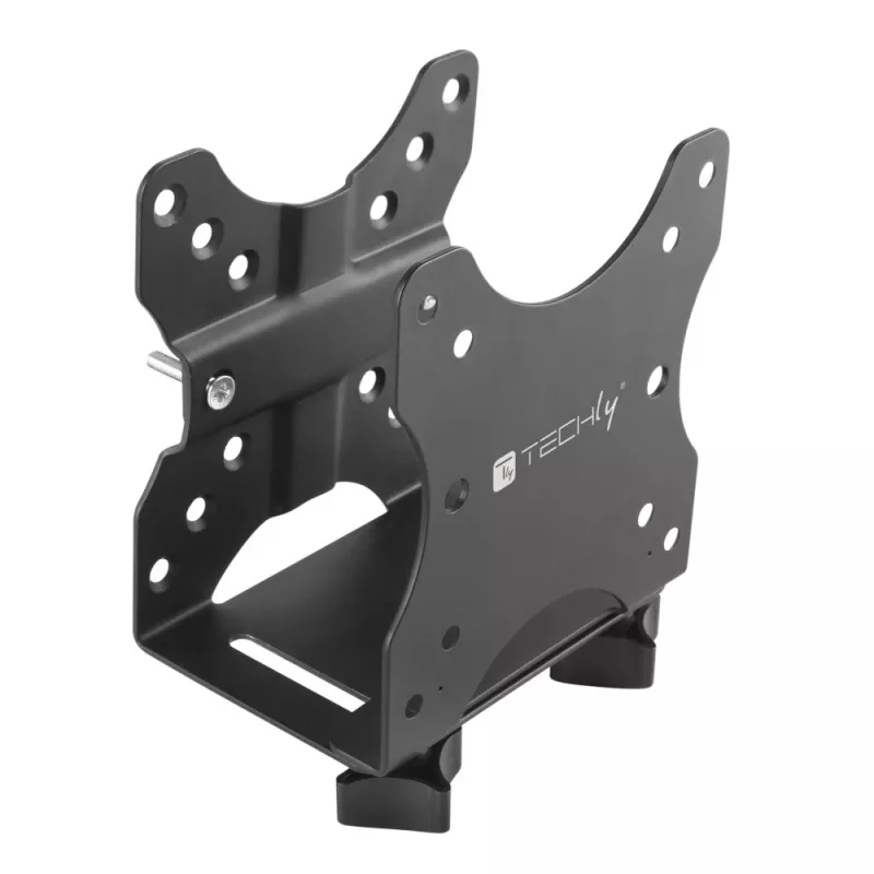Techly nastaviteľný držiak CPU pod stôl, 5 kg, 75 x 75 mm, 100 x 100 mm, čierny