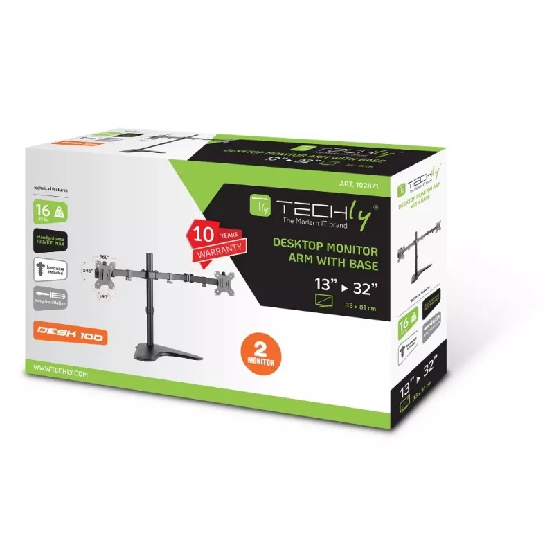 Techly ICA-LCD 2524 držiak / stojan na monitor 81,3 cm (32 inch) na stôl čierny