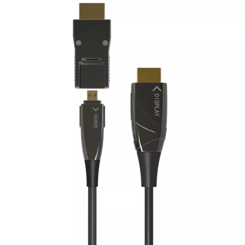 Techly HDMI A/A Micro HDMI AOC optický kábel 4K 10 m, 10 m, HDMI Type-A (štandard), HDMI Type-D (Micro), 3D, 18 Gbit/s, čierna