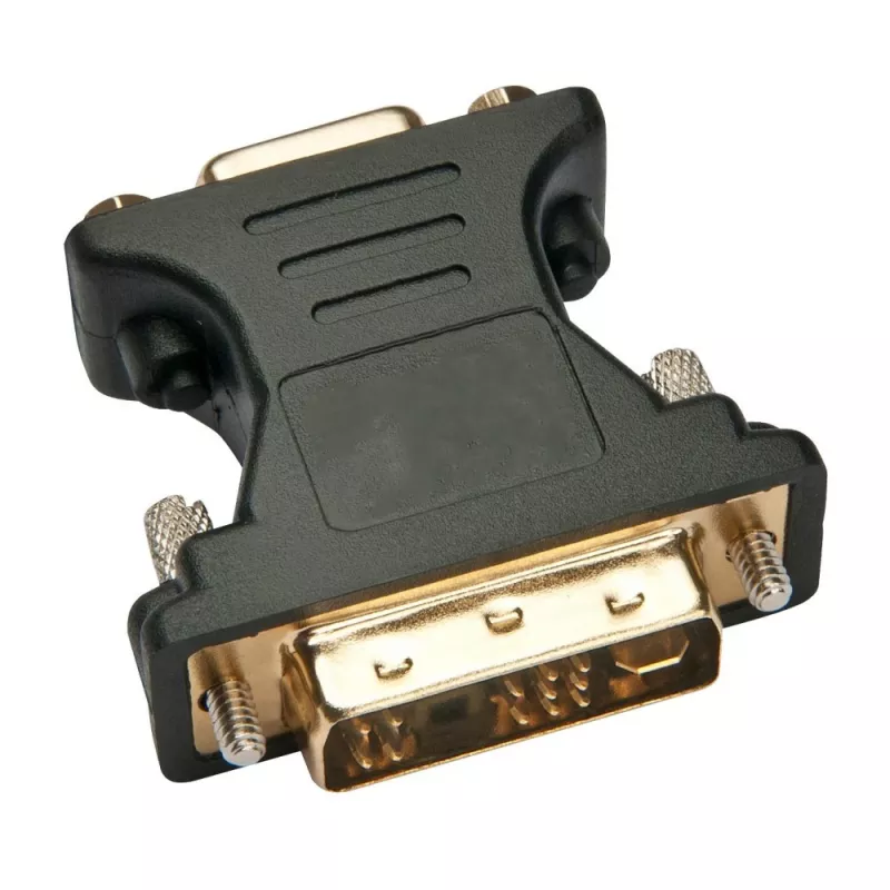 Techly DVI konektor samec/VGA konektor samica analógový video adaptér čierny, DVI-A, VGA, čierny