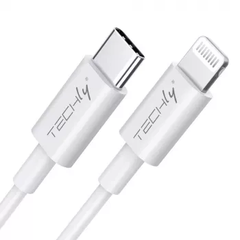 Techly nabíjací a synchronizačný kábel USB-C na Lightning 1 m biely