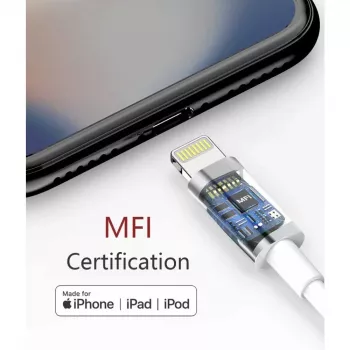 Techly nabíjací a synchronizačný kábel USB-C na Lightning 1 m biely