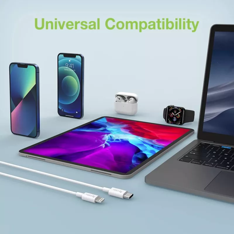 Techly nabíjací a synchronizačný kábel USB-C na Lightning 1 m biely