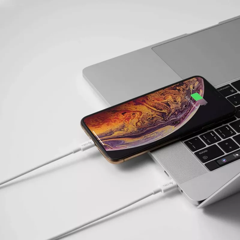 Techly nabíjací a synchronizačný kábel USB-C na Lightning 1 m biely