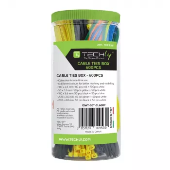 Techly ISWT-SET-CL600T viazacie pásky viacúčelové viazacie pásky nylon viacfarebná 600 ks