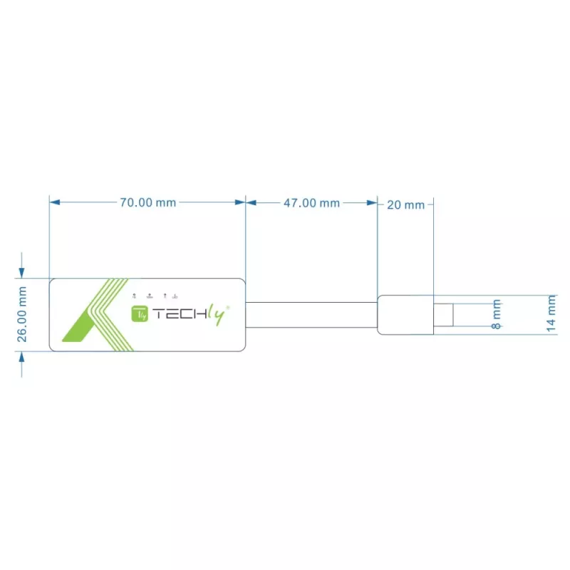 Techly Adaptér USB 3.1 Type-C na RJ45 Gigabit Ethernet, biely