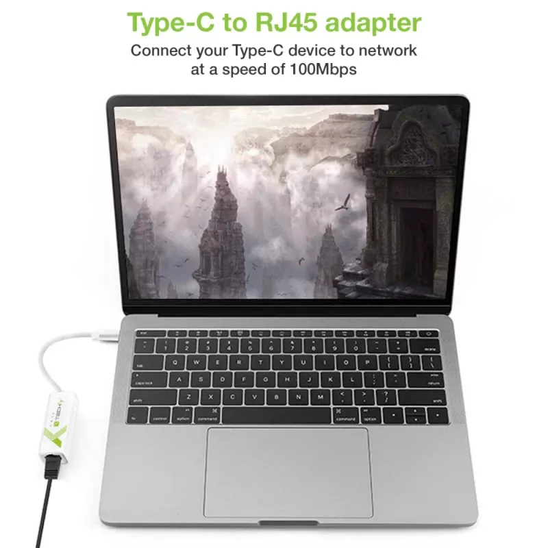 Techly Adaptér USB 3.1 Type-C na RJ45 Gigabit Ethernet, biely