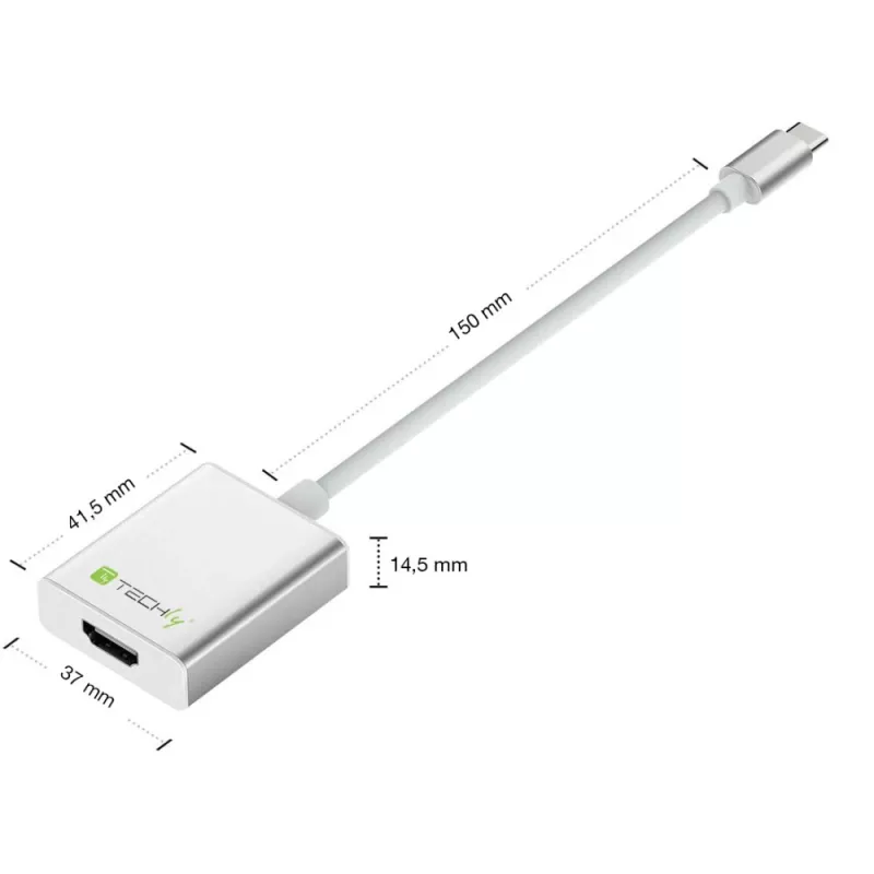 Techly konvertorový kábel adaptér USB 3.1 Type-C na HDMI 1.4, 3.2 Gen 2 (3.1 Gen 2), USB Type-C, HDMI výstup