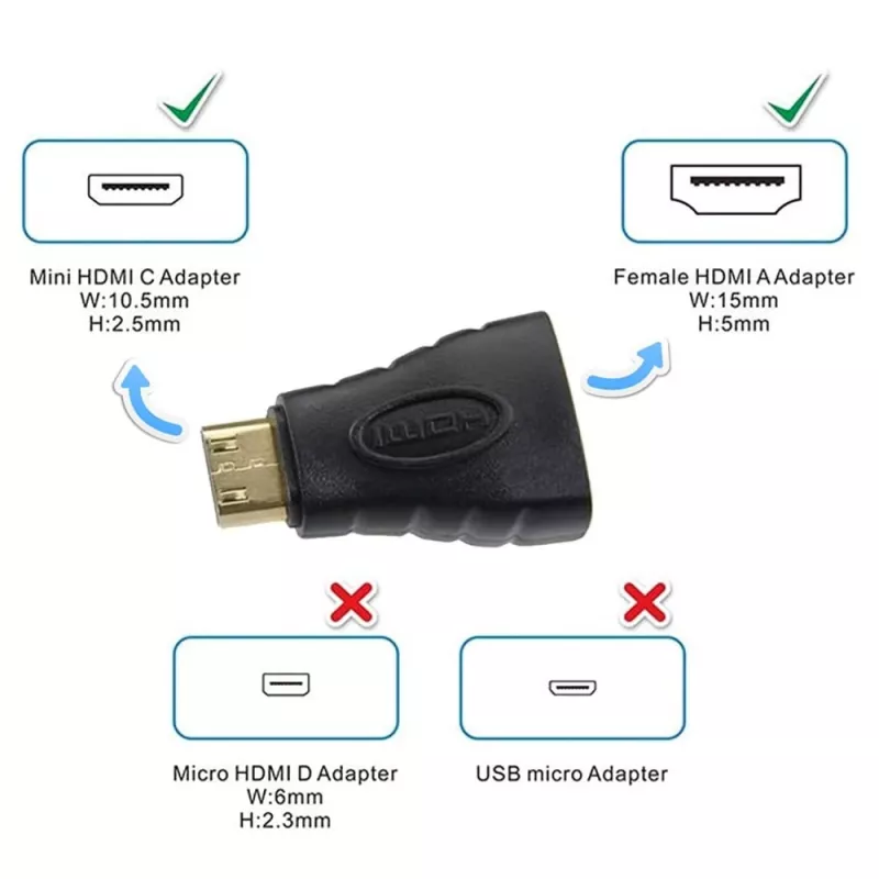 Techly HDMI na Mini HDMI Type-C konektor samica/samec adaptér IADAP HDMI-MC, Mini HDMI, HDMI, čierna