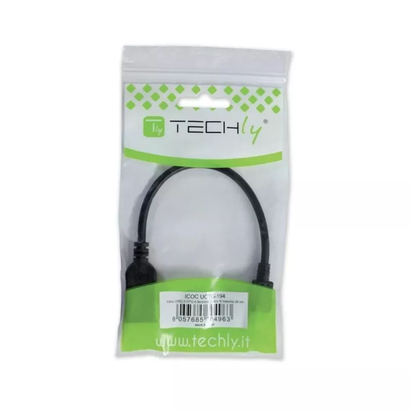 Techly USB2.0 OTG kábel A-konektor samica / Micro-B konektor samec 0,2 m ICOC UOTG-194