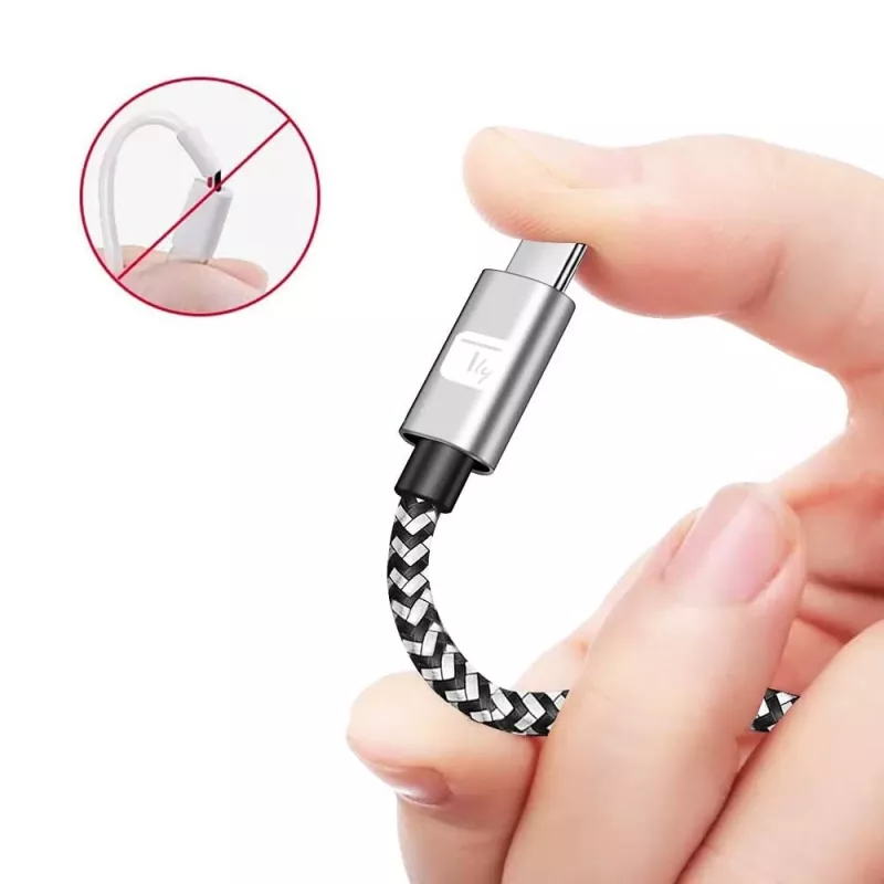 Techly kábel USB-C konektor samec 2.0 / USB-C konektor samec zahnutý 3A 1 m hliník