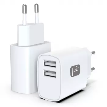 Techly IPW-USB-12W2A nabíjačka mobilných zariadení slúchadlá, prenosný reproduktor, powerbanka, smartfón, tablet biela AC interiér