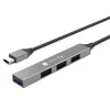 Techly IUSB32-HUB4C-3U2SLS dokovacia stanica/port replikátor pre notebook káblová USB 3.2 Gen 1 (3.1 Gen 1) Type-C sivá