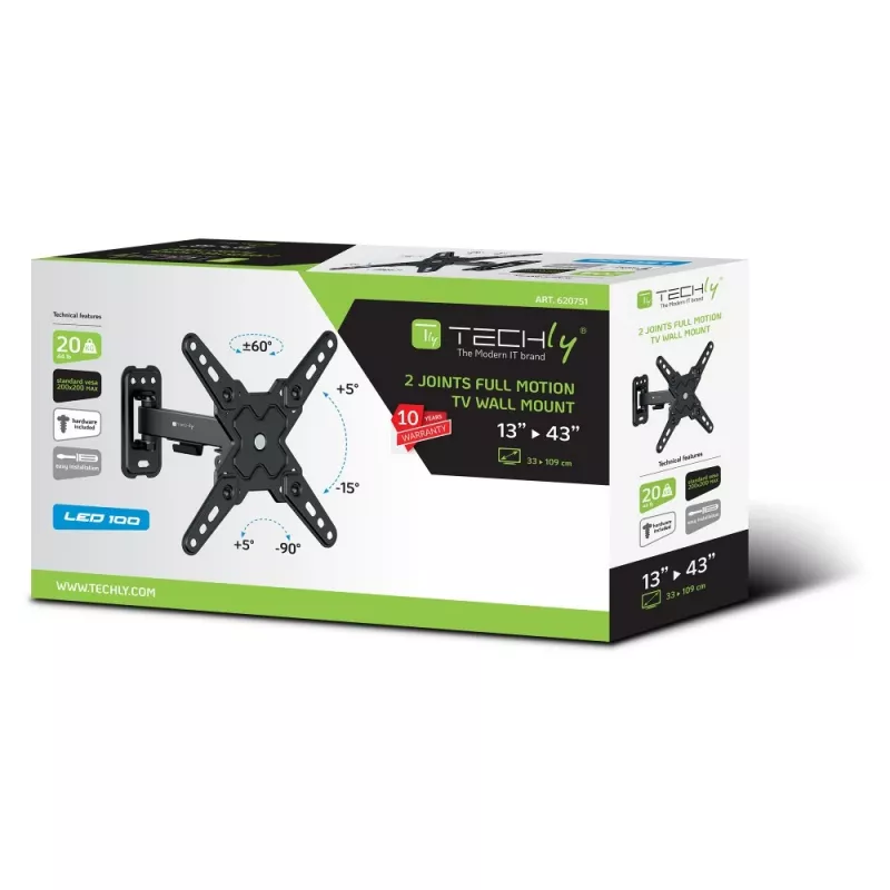 Techly ICA-LCD 421 TV držiak na stenu/stojan 106,7 cm (42 palcov) čierny