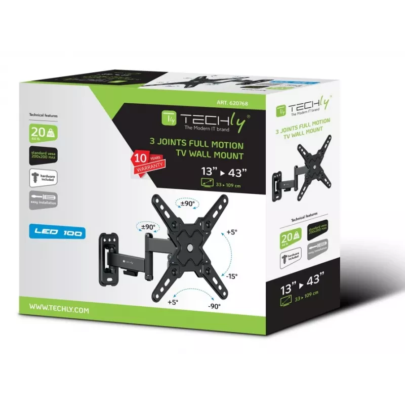 Techly ICA-LCD 422 TV držiak na stenu 106,7 cm (42 palcov) čierny