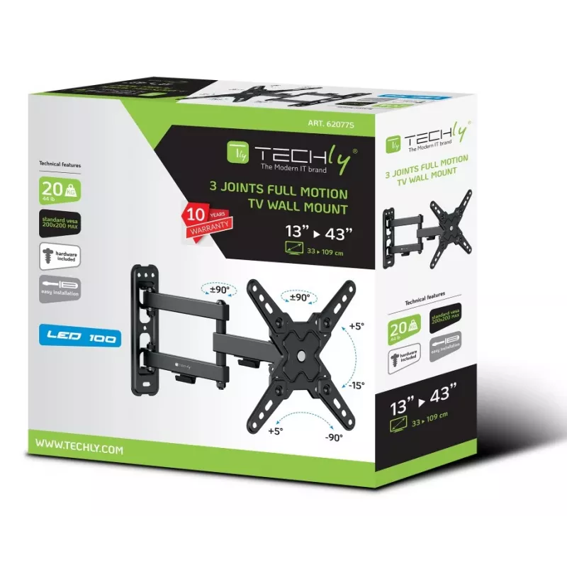 Techly ICA-LCD 423 TV držiak na stenu/stojan 106,7 cm (42 palcov) čierny