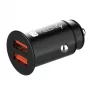 Techly mini auto nabíjačka 2 porty USB-A Quick Charge 3.0 36W v čierna kov