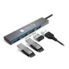 Techly IUSB32-HUB4A-4U3SL laptop dokovacia stanica/port replikátor káblový USB 3.2 Gen 1 (3.1 Gen 1) Type-A sivá