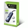 Techly IDATA USB-ETGIGA3AA laptop dock/port replikátor káblový USB 3.2 Gen 1 (3.1 Gen 1) Type-A čierna, strieborná