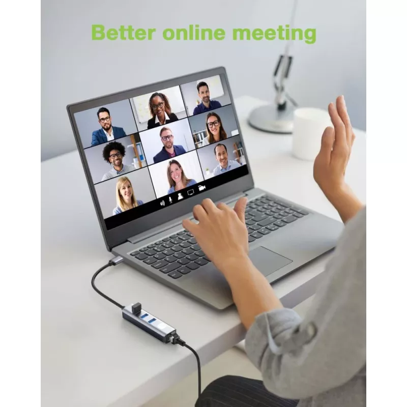 Techly IDATA USB-ETGIGA3AA laptop dock/port replikátor káblový USB 3.2 Gen 1 (3.1 Gen 1) Type-A čierna, strieborná