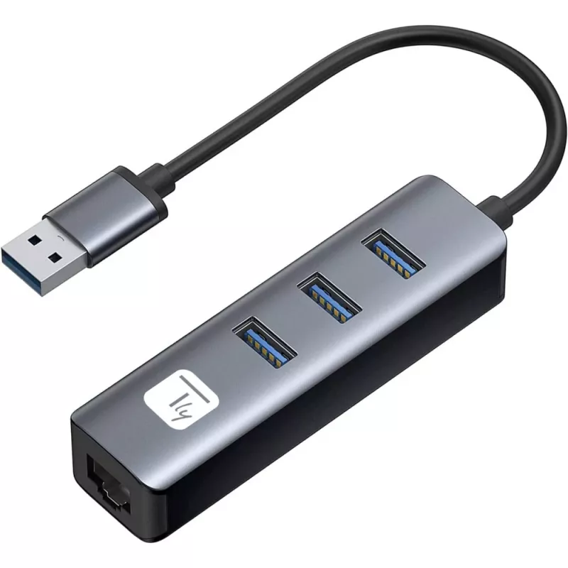 Techly IDATA USB-ETGIGA3AA laptop dock/port replikátor káblový USB 3.2 Gen 1 (3.1 Gen 1) Type-A čierna, strieborná