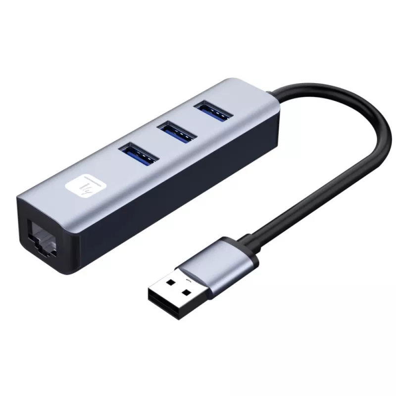 Techly IDATA USB-ETGIGA3AA laptop dock/port replikátor káblový USB 3.2 Gen 1 (3.1 Gen 1) Type-A čierna, strieborná