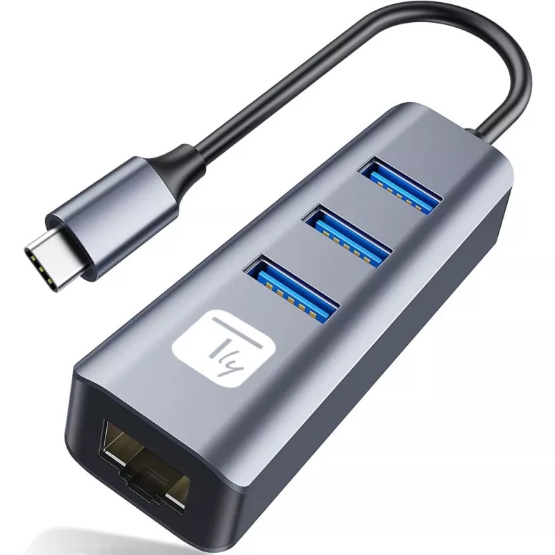 Techly IDATA USB-ETGIGA3CA laptop dock/port replikátor káblový USB 3.2 Gen 1 (3.1 Gen 1) Type-A + Type-C čierna, strieborná