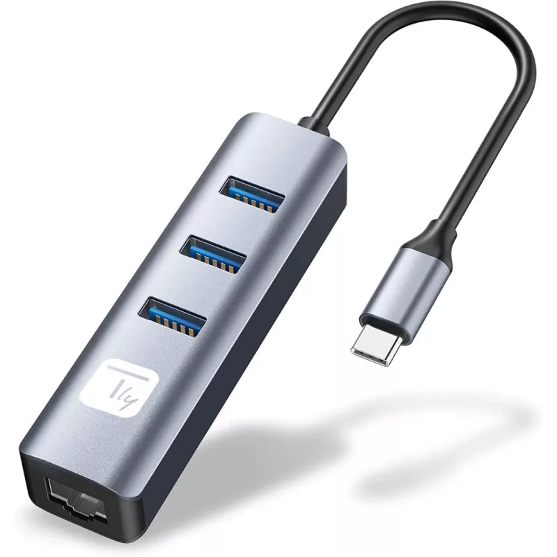 Techly IDATA USB-ETGIGA3CA laptop dock/port replikátor káblový USB 3.2 Gen 1 (3.1 Gen 1) Type-A + Type-C čierna, strieborná