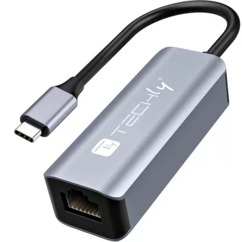 Techly IDATA USB-ETGIGA-CA laptop dokovacia stanica/port replikátor káblový USB 3.2 Gen 1 (3.1 Gen 1) Type-C čierna, strieborná